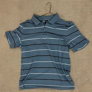 Oakley Grey striped Golf Polo
